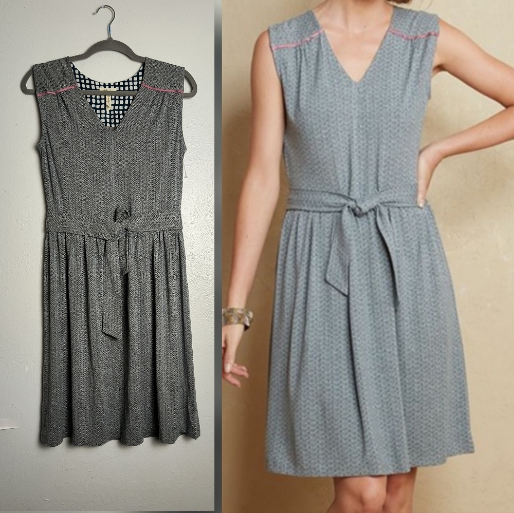 Matilda Jane Kate Sleeveless Tie Front Dress Women's Size M Grey Knee Length